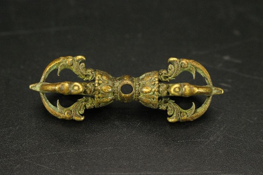 仏教美術 古銅 豆 博山炉 五鈷杵 二件 古美術(LC994)