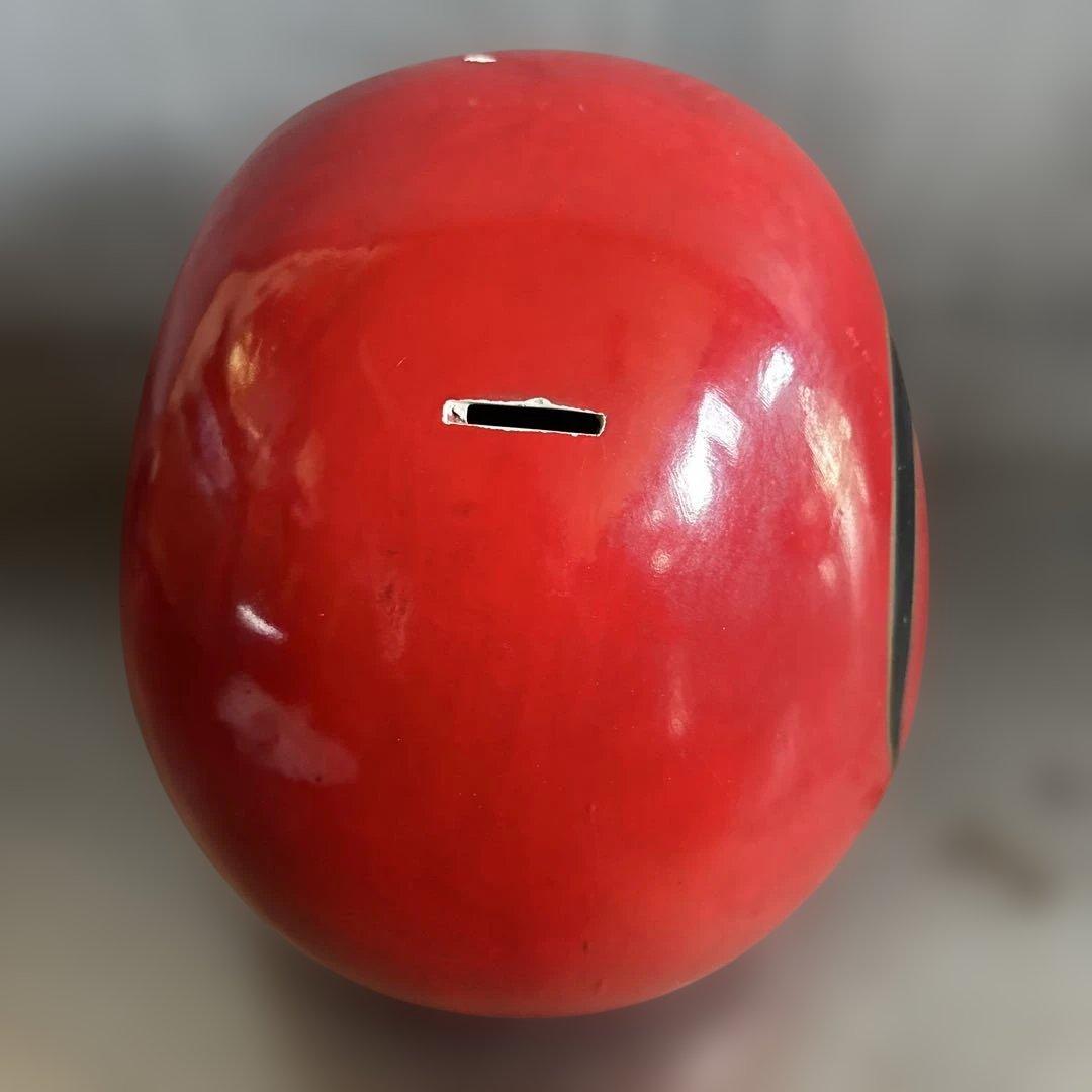 お値下げ❣️ヴィンテージ希少品‼️陶器ダルマ貯金箱　赤色の達磨 置物