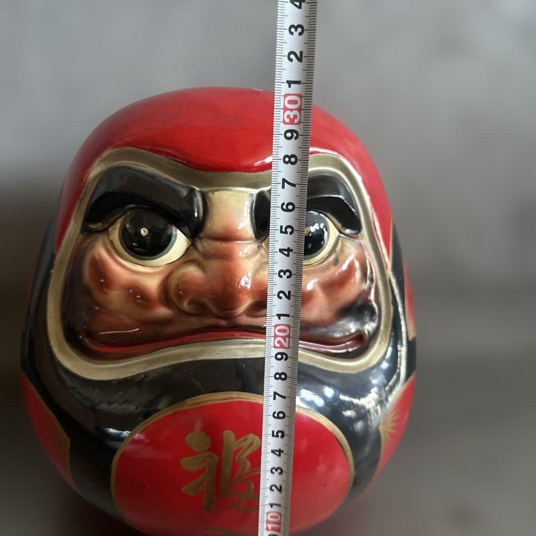 お値下げ❣️ヴィンテージ希少品‼️陶器ダルマ貯金箱　赤色の達磨 置物