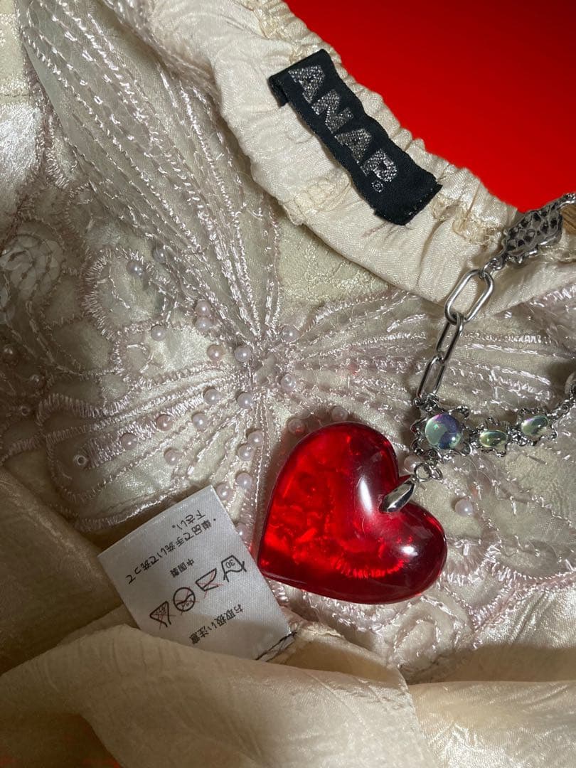 y2kビーズ刺繍キラキラ蝶々レースキャミ平成ギャル姫サテンフェアリーグランジ古着