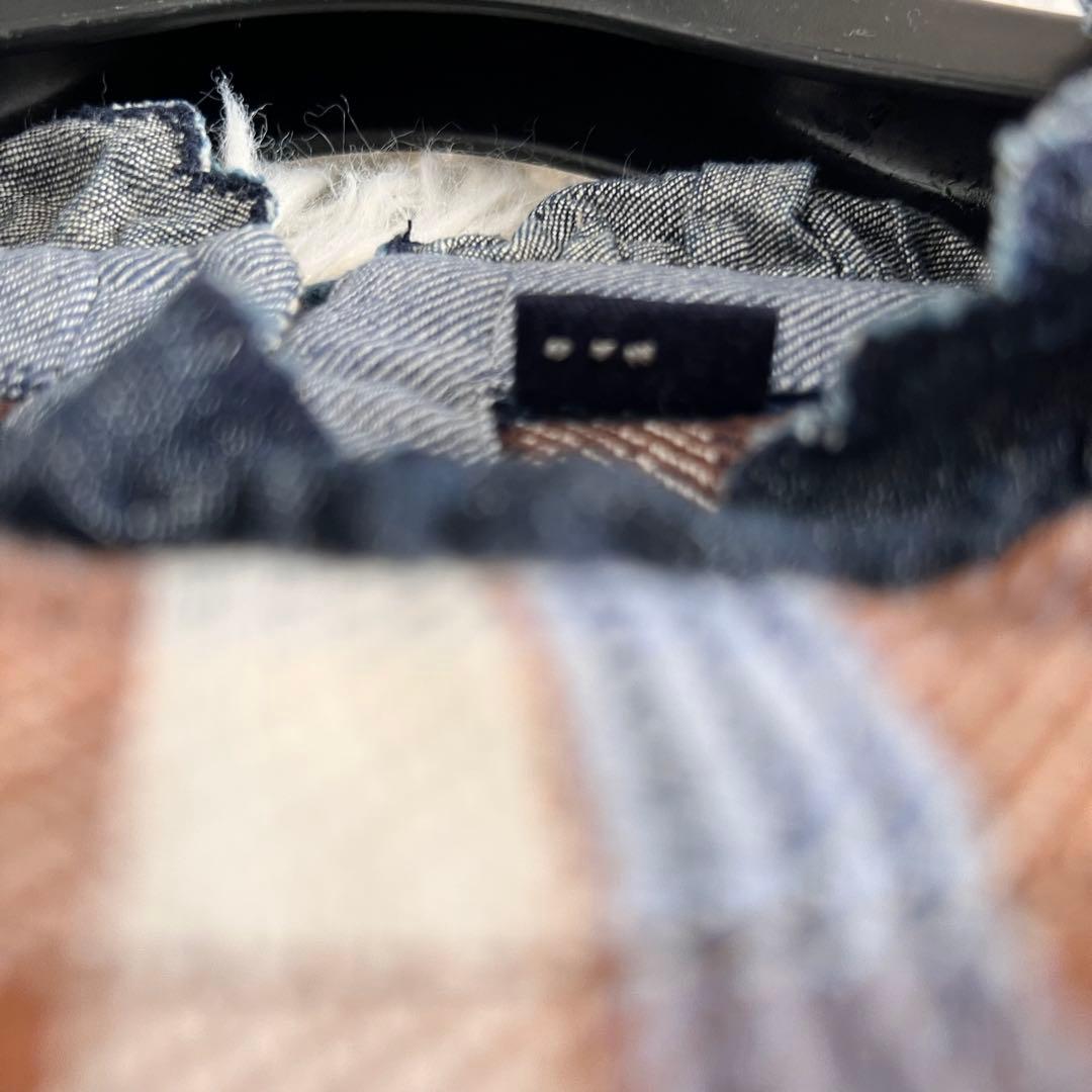 45R 藍 ざっくり ネル の フリル Tシャツ ブラウス