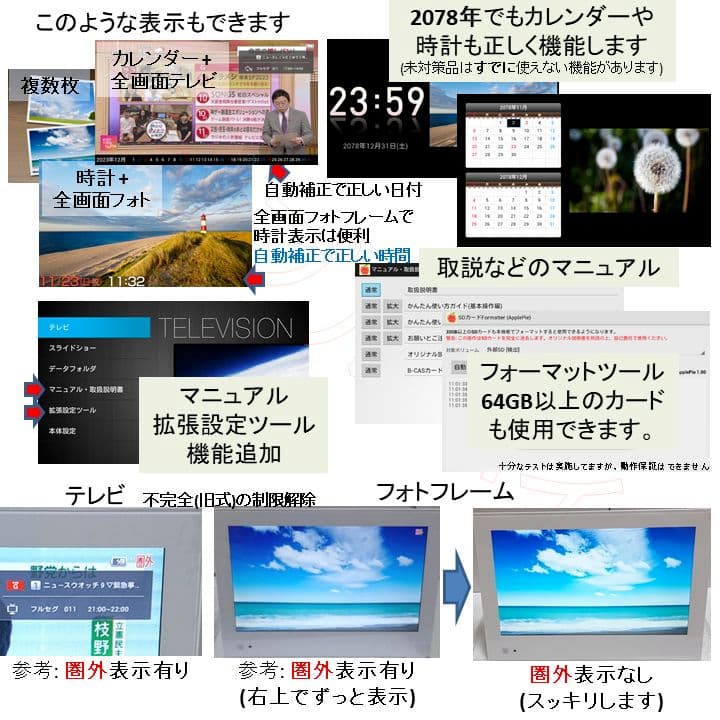 未使用‼️ 防水ポータブルテレビ フルセグ ソフトバンク 202HW 全画面 黒