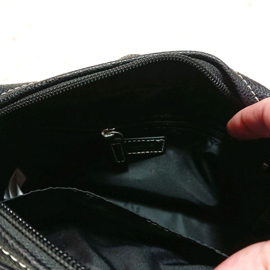 美品　アニエスべー　ショルダーバッグ ターンロック　レザー　黒　ステッチ