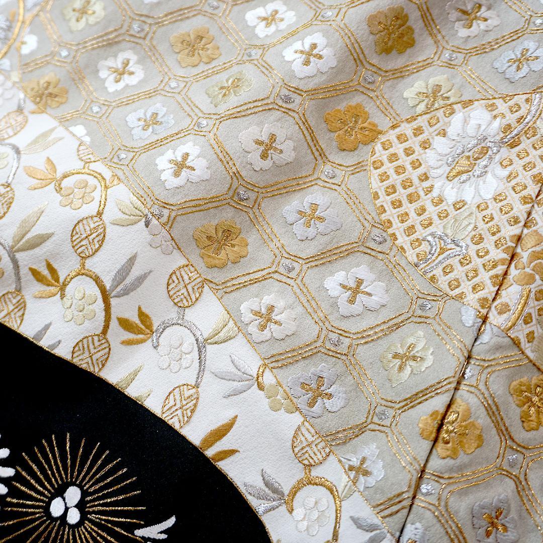 LLサイズ　170cm　金彩刺繍　総刺繍　正絹黒留袖　a845