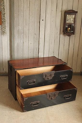 時代　庄内箪笥　2段　時代家具　収納タンス　古家具