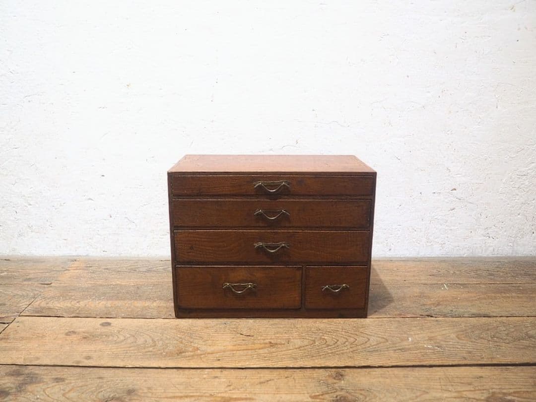 1268 アンティーク　小引き出し　収納棚　小物入れ　ケース　昭和レトロ　骨董