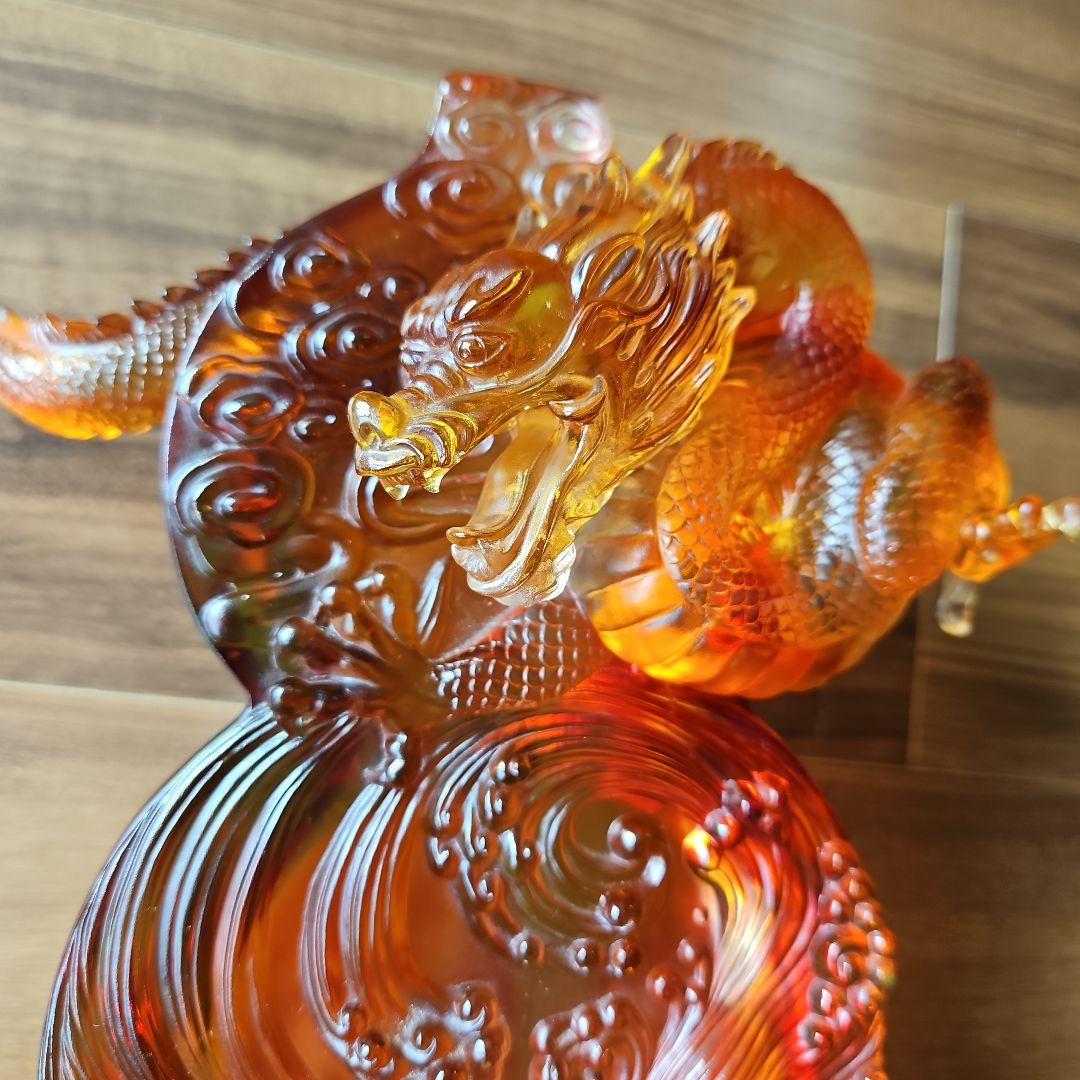 瑠璃工房 龍 辰 瓢箪 波 置物 オブジェ 大きめ 石