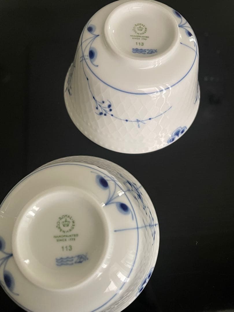 【新品】ロイヤルコペンハーゲン　ブルーパルメッテ 蓋つきカップ&ソーサー 4客