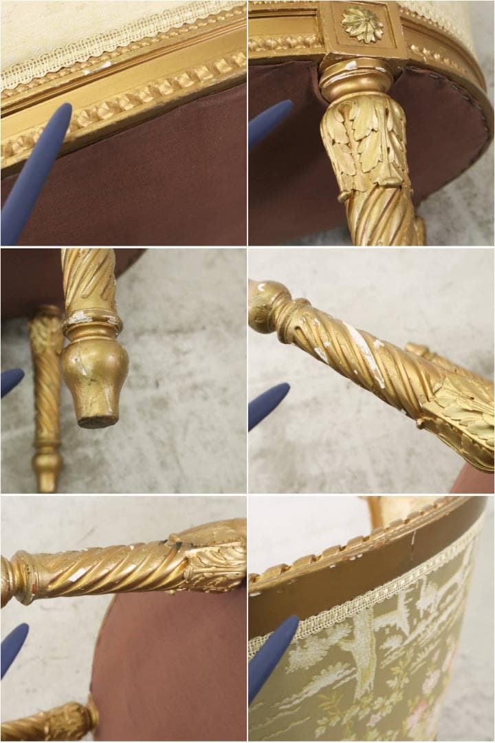 値下西武百貨店 フランス 19世紀 ルイ16世様式木彫アームチェア アンティーク