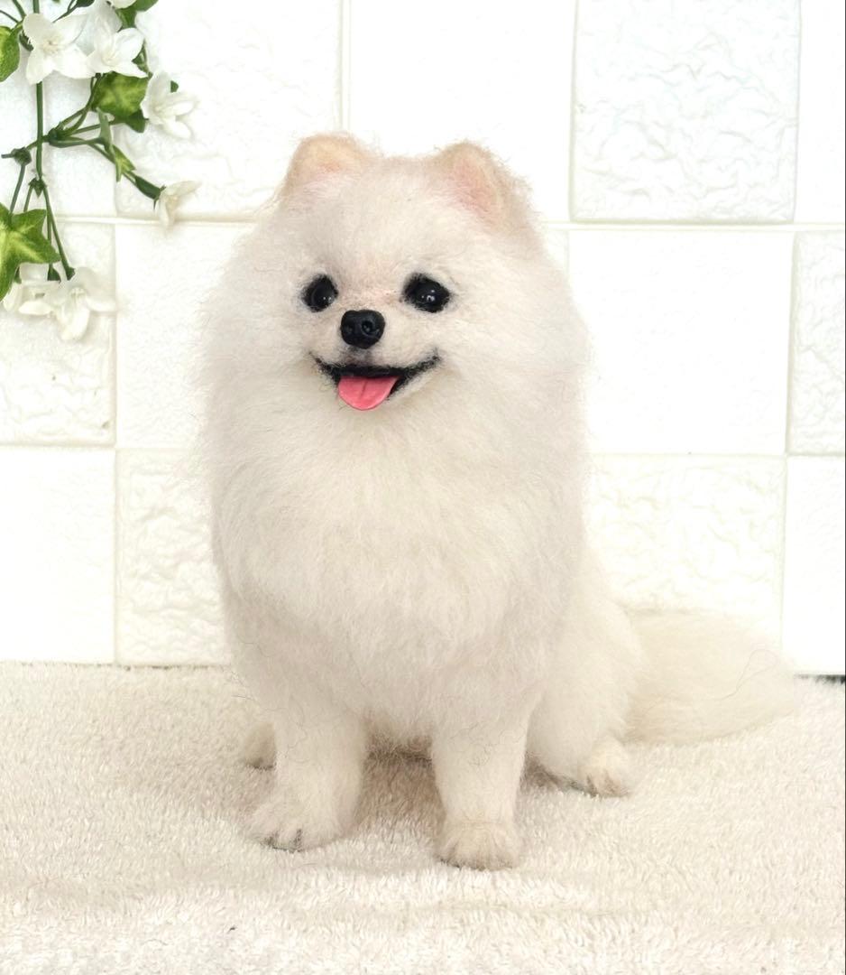 羊毛フェルト ハンドメイド 犬【ポメラニアン】ぬいぐるみ 置物 うちの子