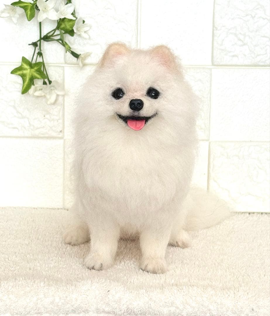 羊毛フェルト ハンドメイド 犬【ポメラニアン】ぬいぐるみ 置物 うちの子