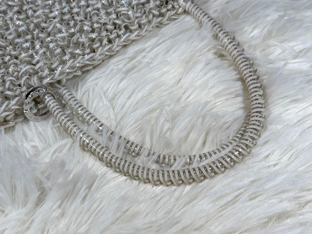 アンテプリマ マットホワイト ワイヤー トート スクエア かごバッグ　チェーン