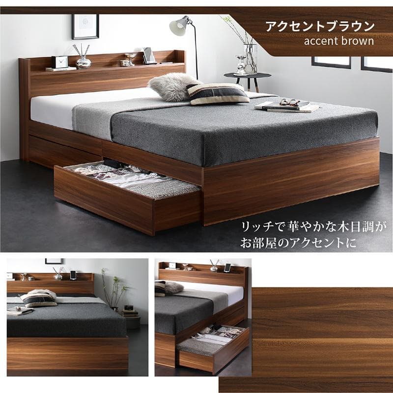 最安値！マットレスなし セミダブルベッド 収納 コンセント 送料込み！ 28
