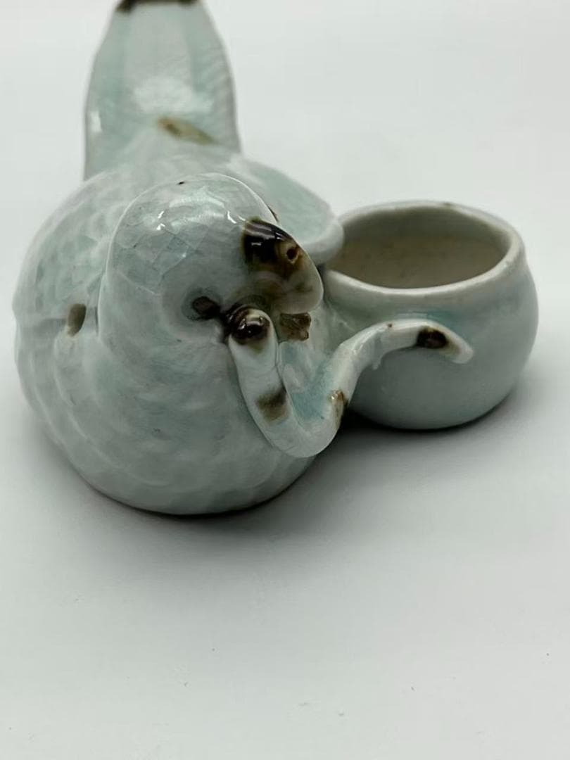宋時代 青磁 湖田窯 影青釉鳥型水差し　水指　名品珍品(F-158)