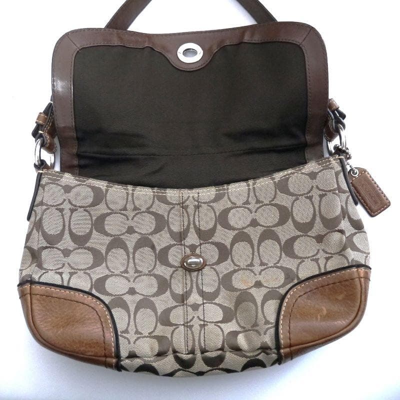 ❀ 美品　COACH　コーチ　ショルダーバッグ　シグネチャー　キャンバス　レザー