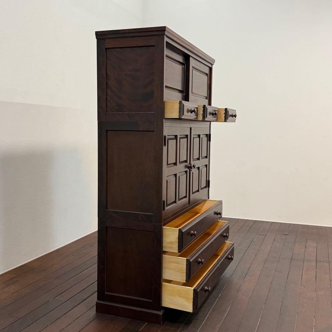 H110K70 北海道民芸家具 和箪笥 鍵付き 樺材 無垢材