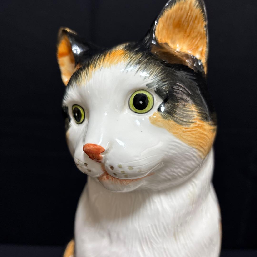 大きな三毛猫ちゃん陶器高さ39センチ