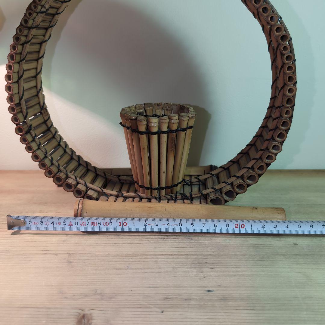 竹製装飾品 円形フレームと花生け　竹細工　竹工芸品