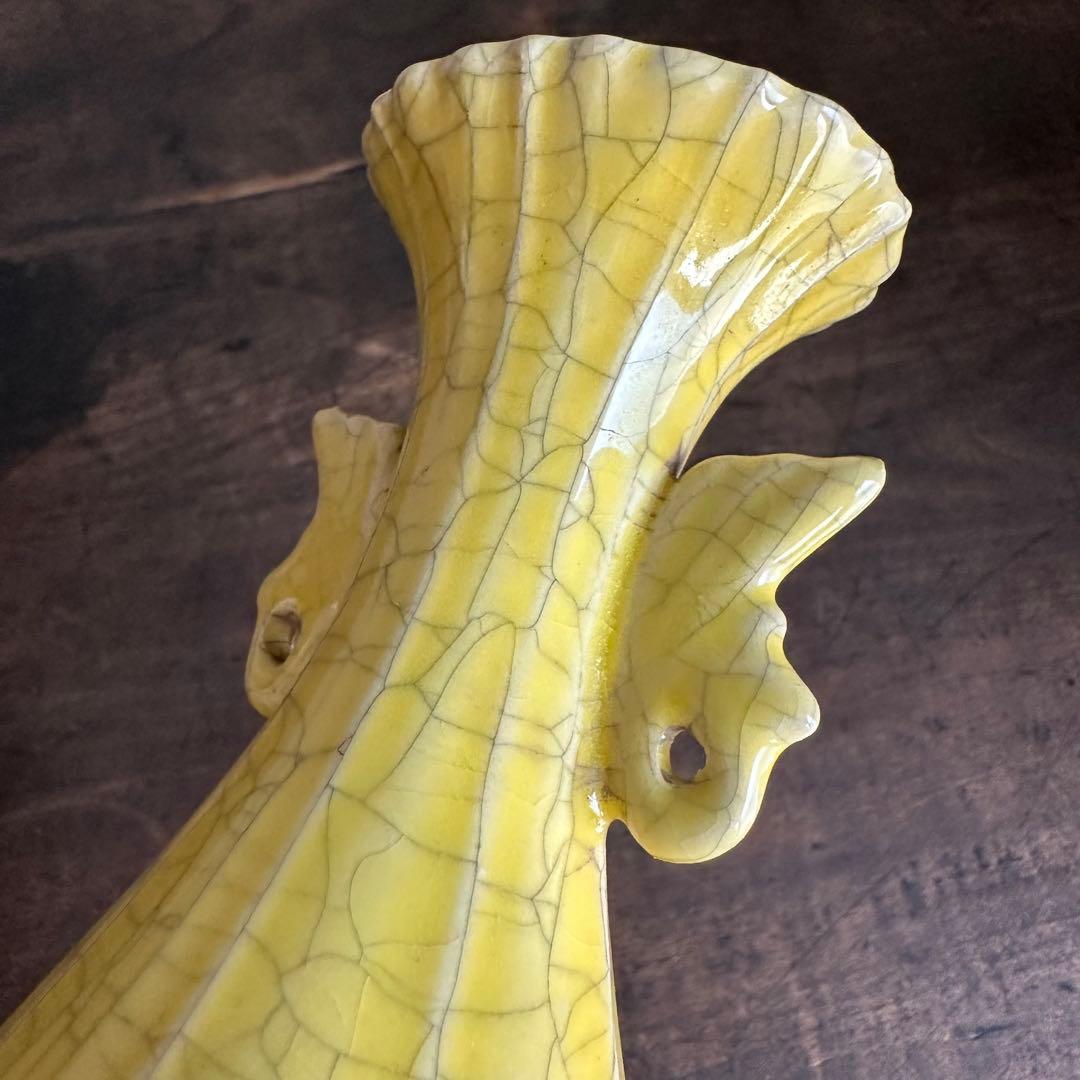 花瓶　官窯　黄釉　花入　宋代　中国美術　古美術　中国古玩　骨董