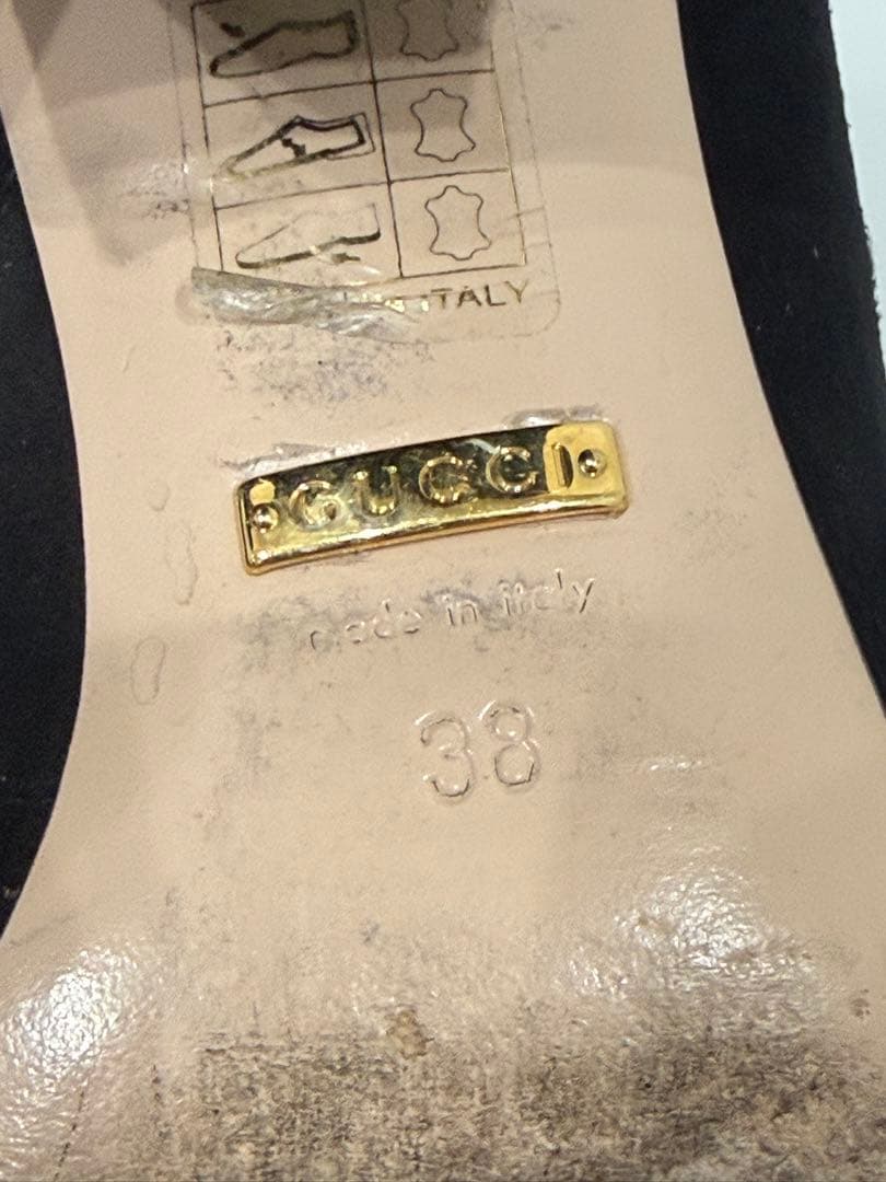 グッチ　ショートブーツ マーモント スエード フリンジ　ブラック サイズ38