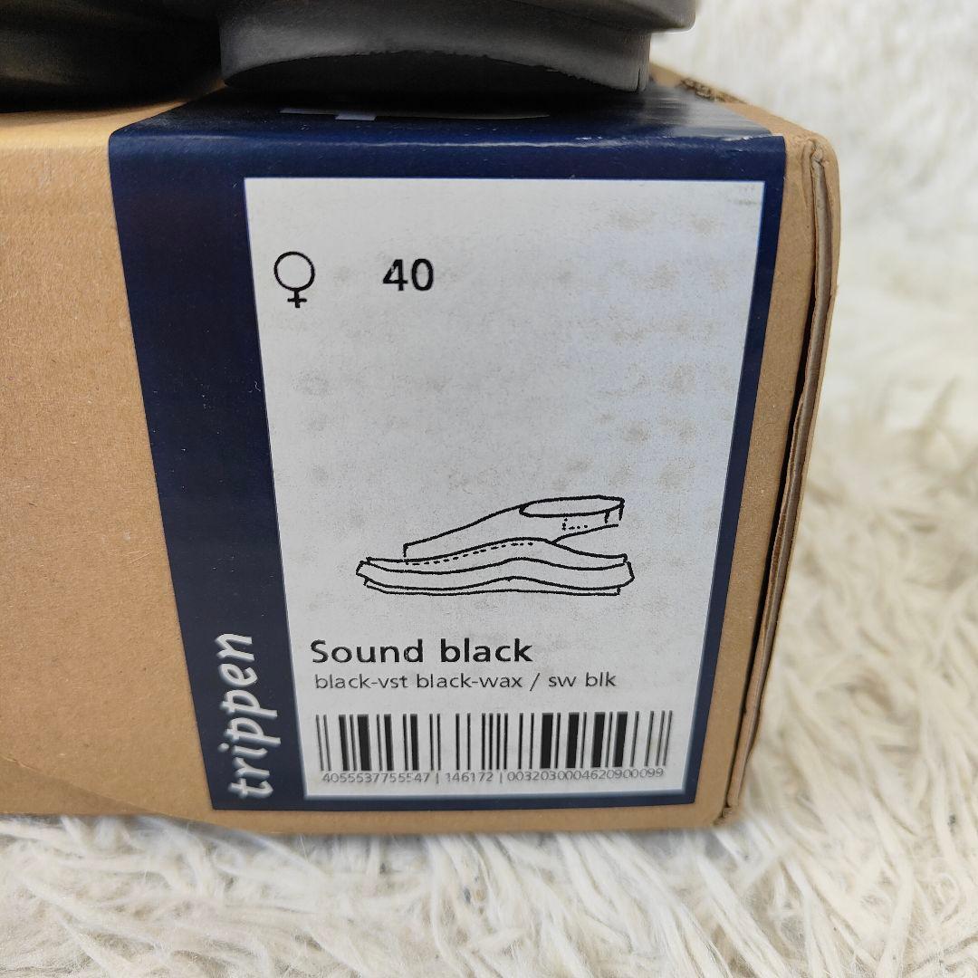 良品　trippen　sound black 40　26cm レザーサンダル