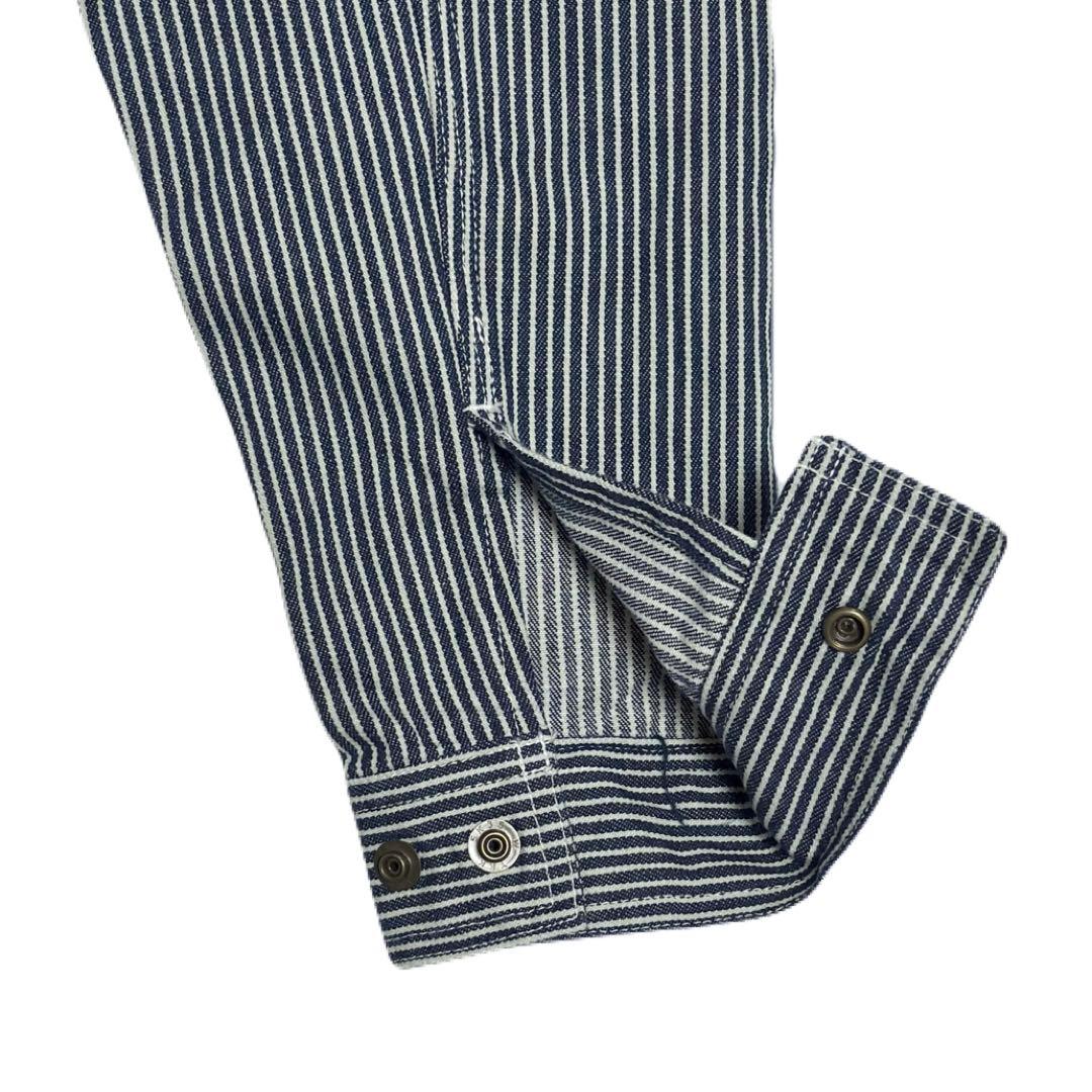 【超美品】STP（エスティーピー）刺繍ロゴ ヒッコリーカバーオール 長袖ツナギ