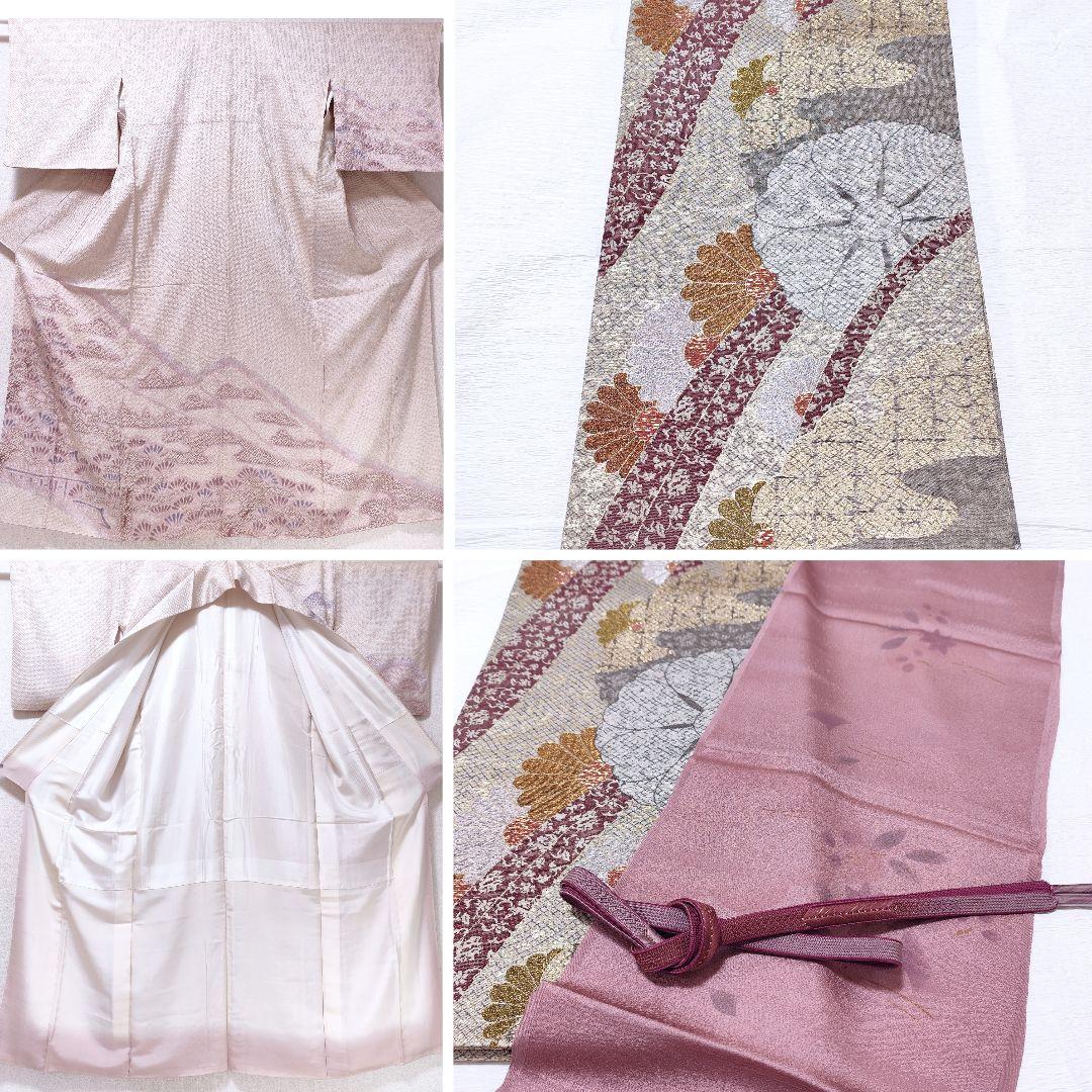 ❰6552❱ フルセット　訪問着　総絞り　袋帯　帯締め　帯揚げ　正絹　着物