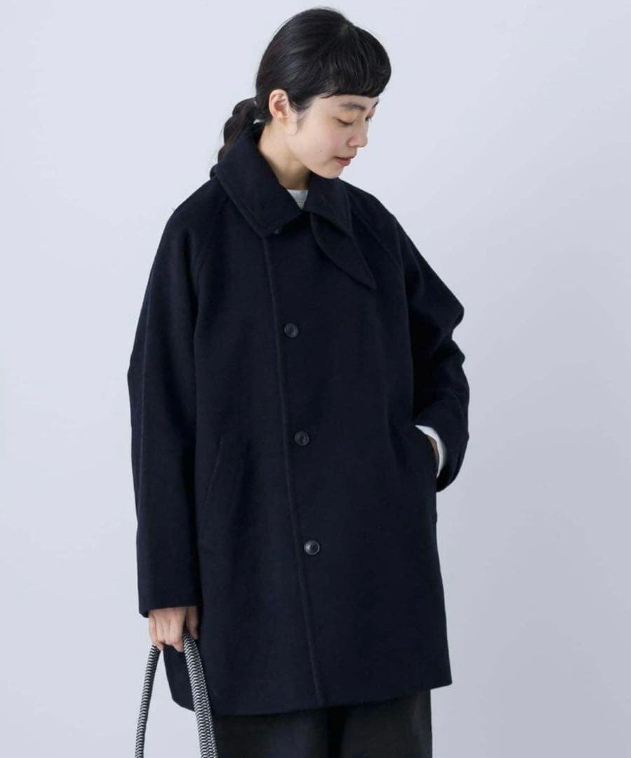 かぐれ　ウールシングルPコート　NAVY