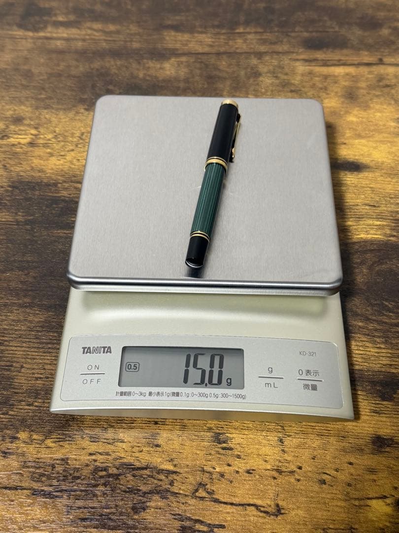 試筆のみ　旧天冠　スーベレン　緑縞　14C ペリカン　グリーン　EF