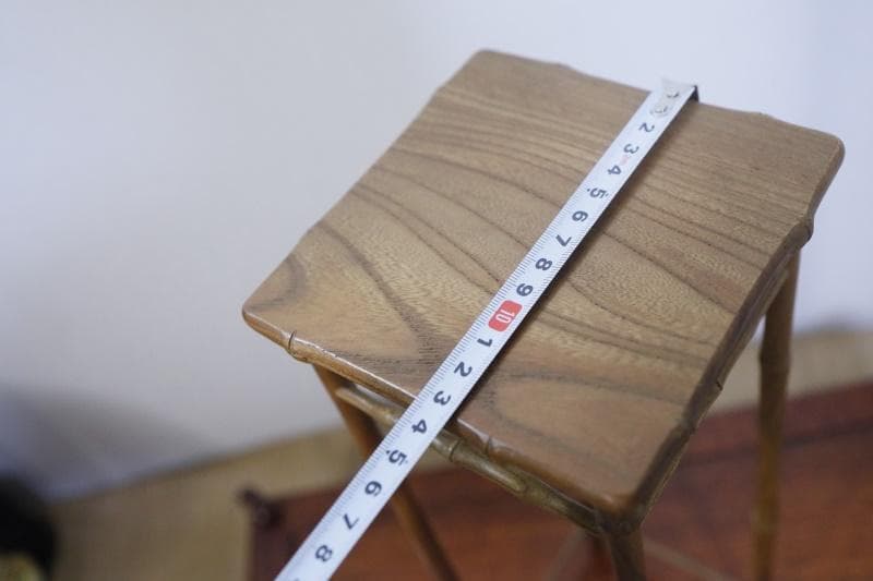 ◆文竹　欅　高台　飾り台　竹細工　盆栽台　古美術