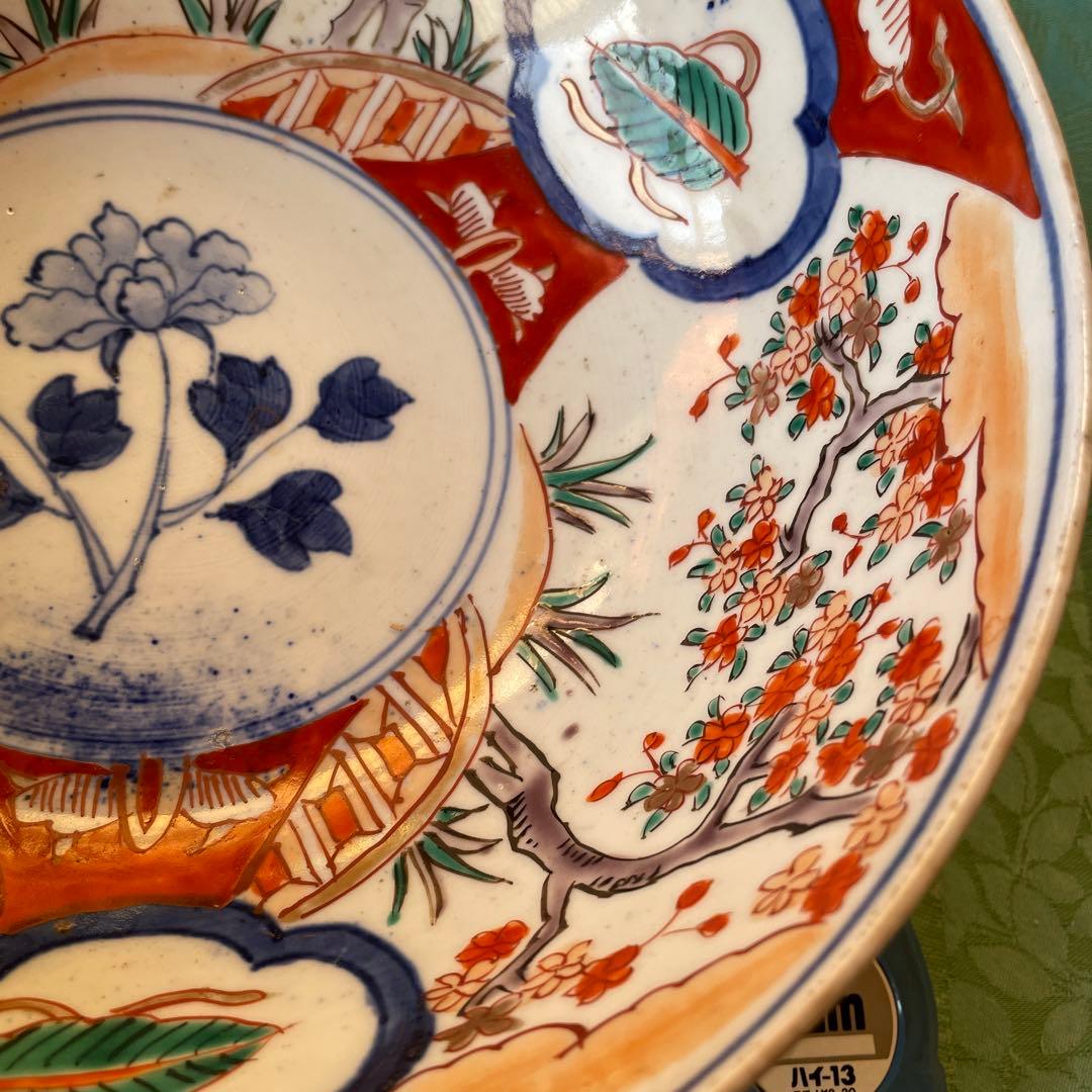 幕末明治　金彩　色絵　染付　獅子　牡丹　深鉢