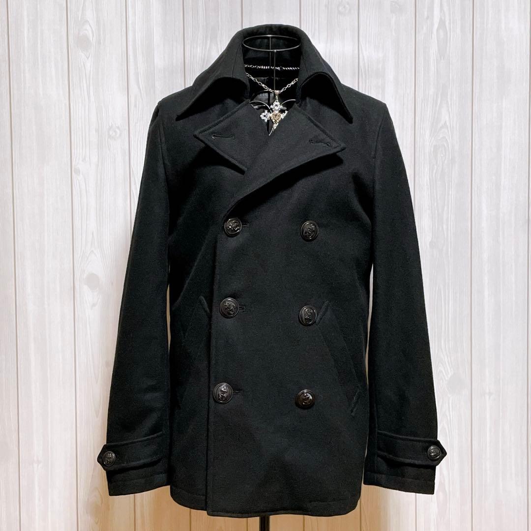 ピーコート ウール ジャケット 黒 平成ギャル y2k お兄系 グランジ パンク