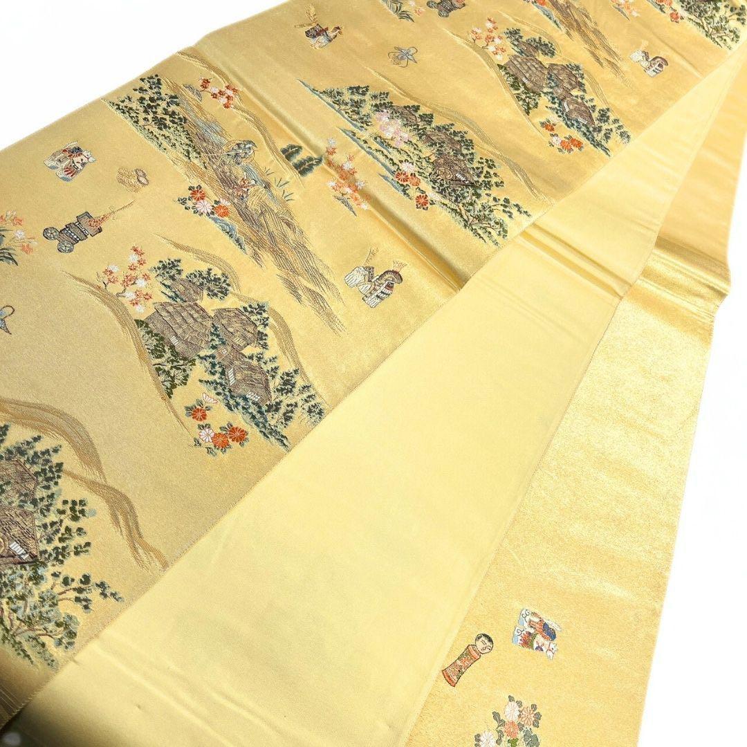 金泥箔　本金箔　袋帯　馬　こけし　ウマ　風景文様　着物　016b p