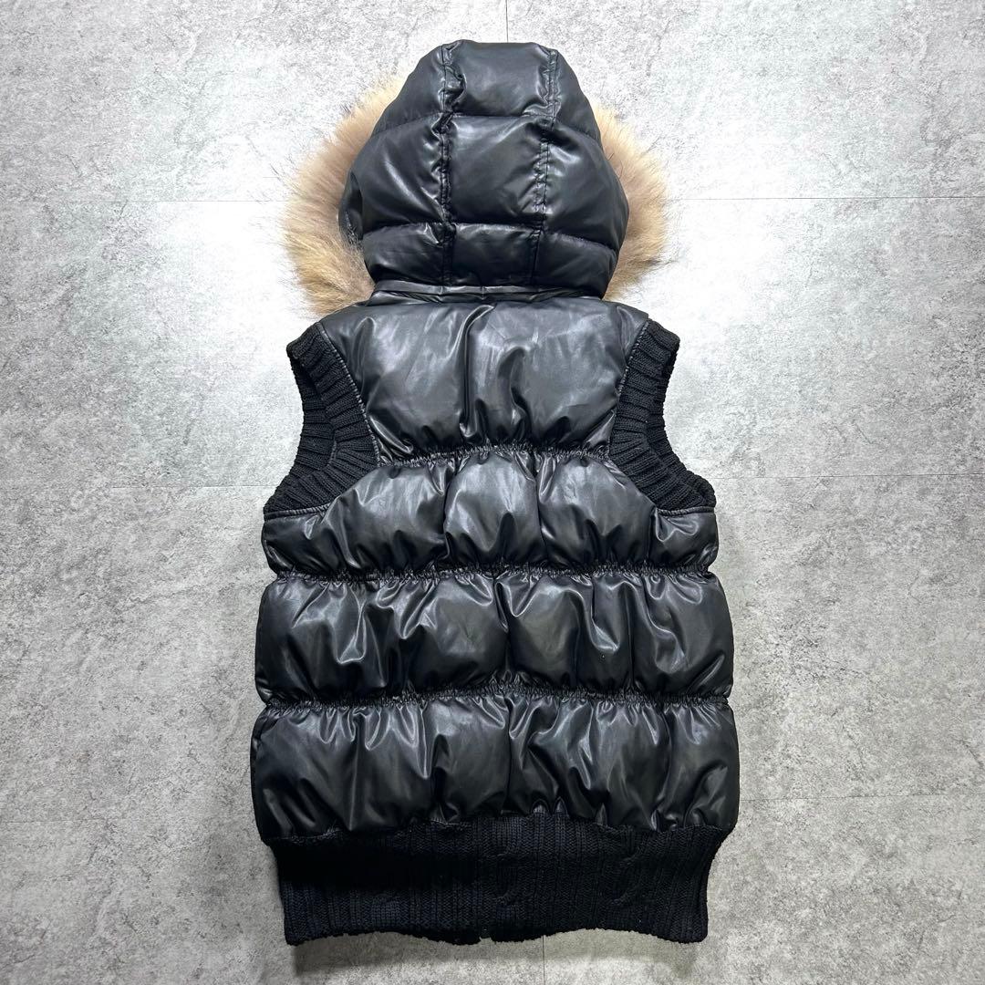 00s【archive】ファーダウンベスト/Y2K/光沢/opium/お兄系/黒