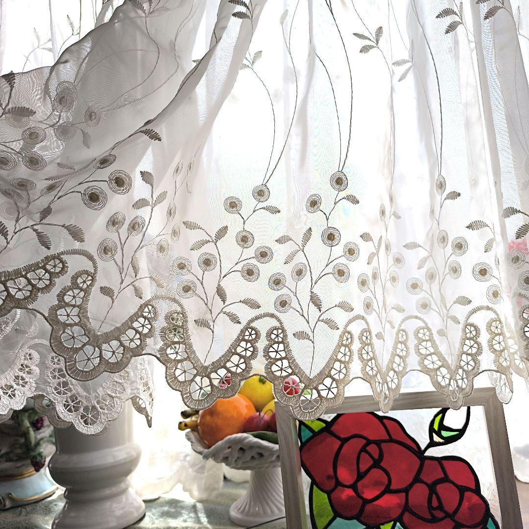 カフェカーテン【ピコ様オーダー品　トルコ刺繍レース　スカラップ】ハンドメイド