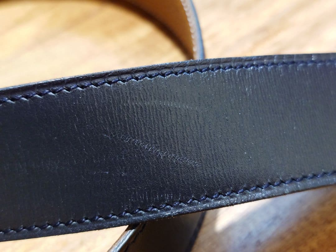 ■いちご■HERMES リバーシブルベルト93cm ブラックxキャメル