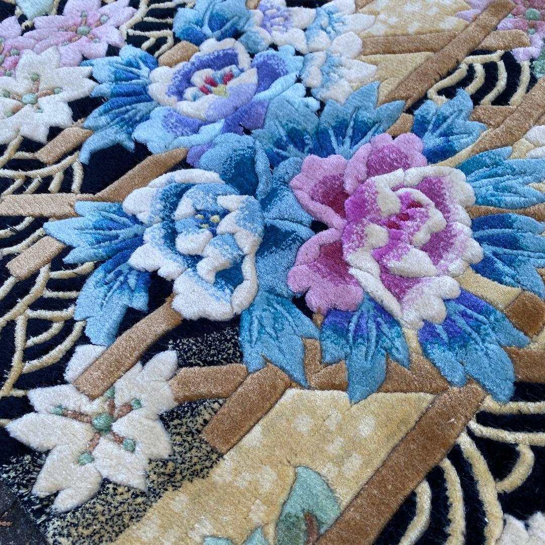 【未使用】中国段通 シルク100％ タグ付き 手織り絨毯 カーペット120段