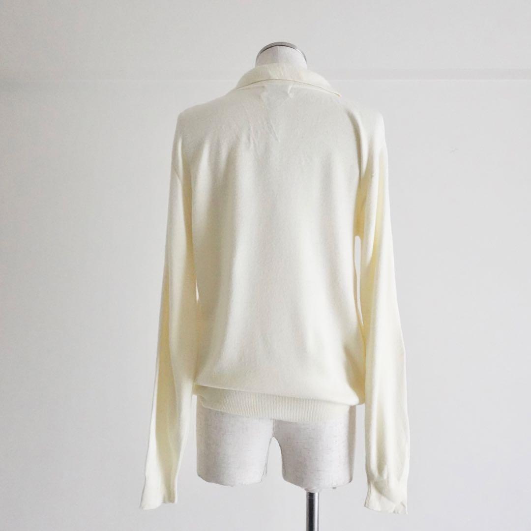 1980s Christian Dior ウールニットポロシャツ　クリーム　M