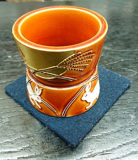 蓋置 赤茶交趾月兎蓋置 中村翠嵐作 共箱 茶道具 茶道
