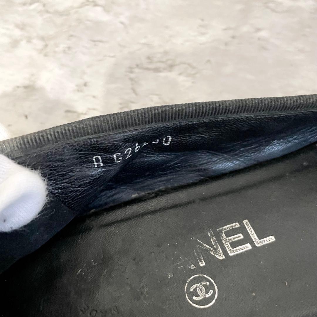 CHANEL バレエシューズ リボン ココマーク 36 1/2 ブラック 23㎝