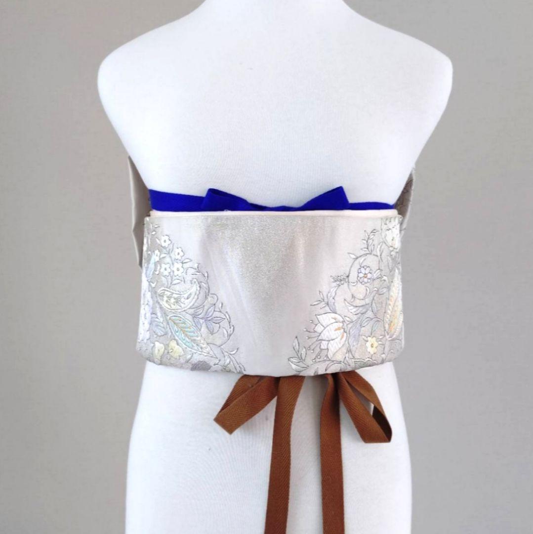 専用　一部式作り帯　振袖用　華やぎ　胴巻き～90㎝　十三参りにも　正絹　銀色