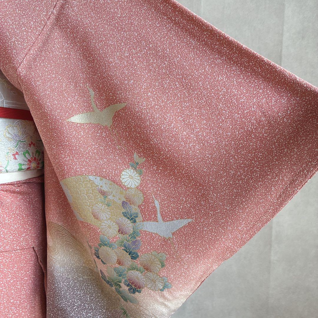 訪問着　フルセット　着物　正絹　トールサイズ　金彩　御所車　古典　G10