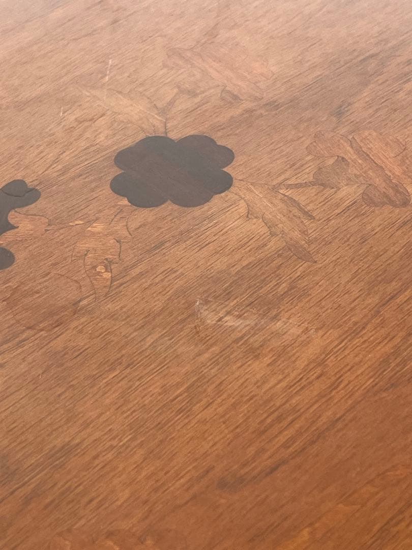 象嵌細工 コーヒーテーブル サイドテーブル 飾り台 波型天板 アンティーク