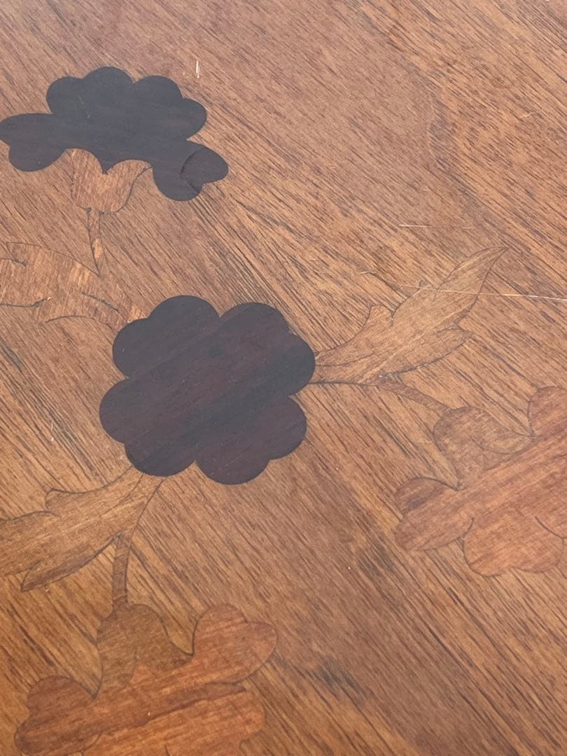 象嵌細工 コーヒーテーブル サイドテーブル 飾り台 波型天板 アンティーク