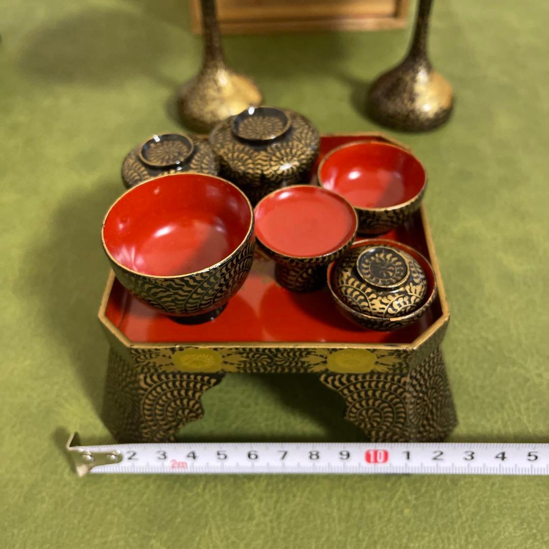 お雛様　お道具　懸盤膳揃　漆塗　木製　蒔絵　ヴィンテージ品
