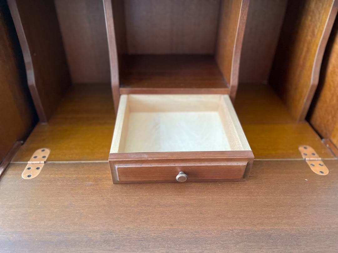 マルニ木工　天然木　机　ライティングビューロー　レトロ　アンティーク