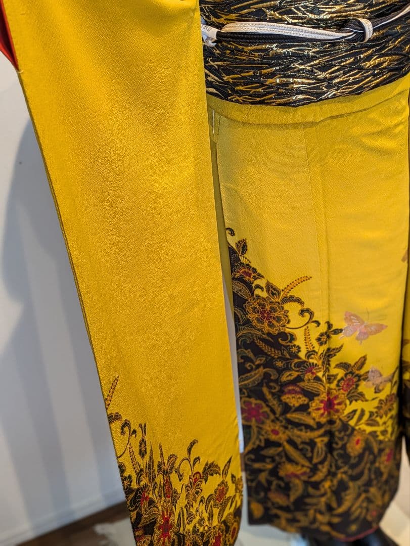 mn様 振袖フルセット 身丈165裄67 銀彩 からし色 黒 やまと誂え 成人式