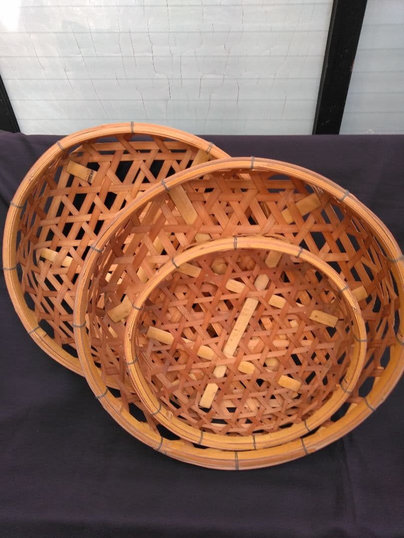 お値下げ　昭和レトロ　竹かご　大  小３ケ組