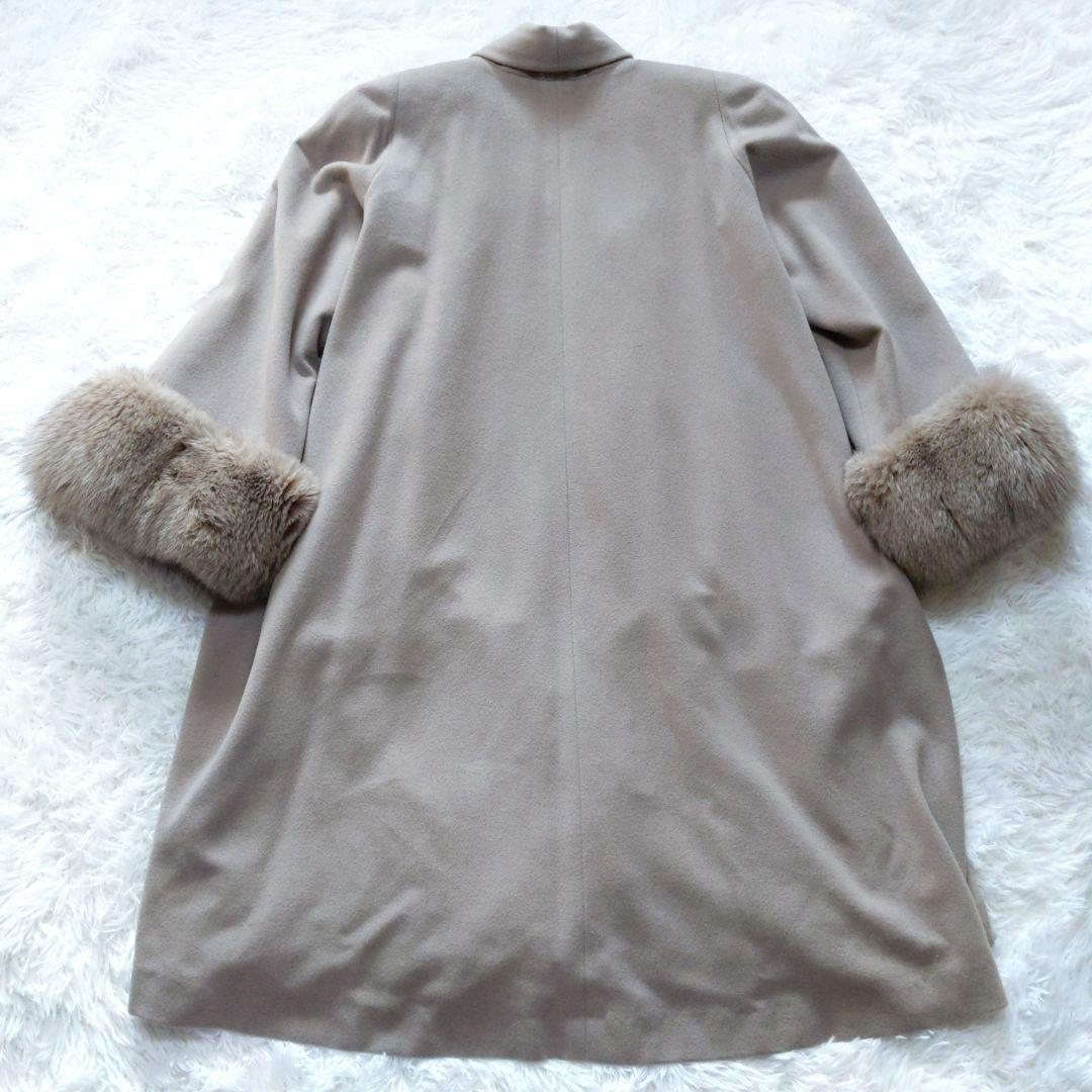 美品 PARIENNE カシミヤコート ウール フォックスファー ベージュ