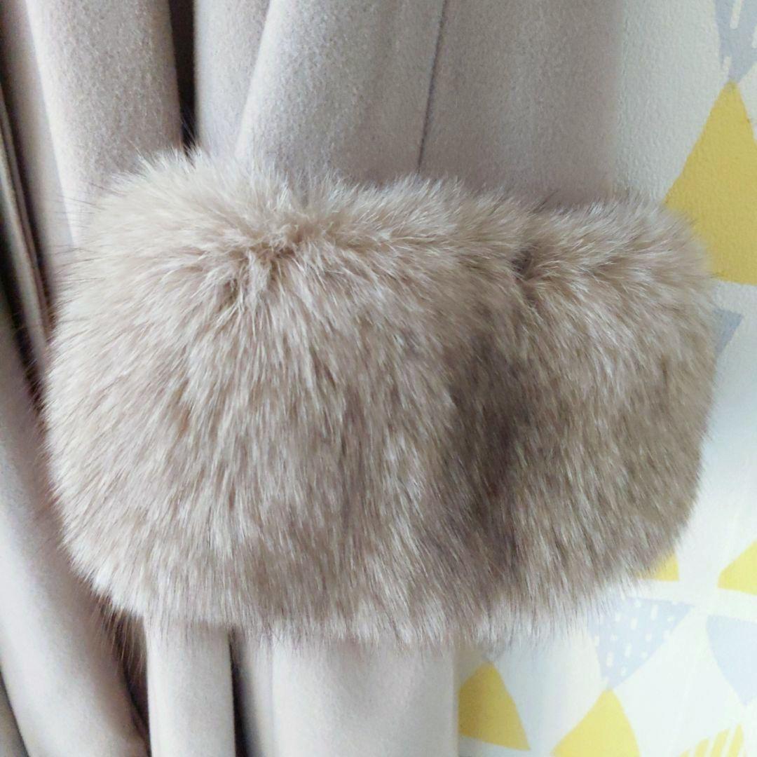 美品 PARIENNE カシミヤコート ウール フォックスファー ベージュ